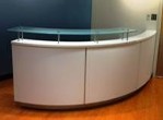custom laminate curved reception desk